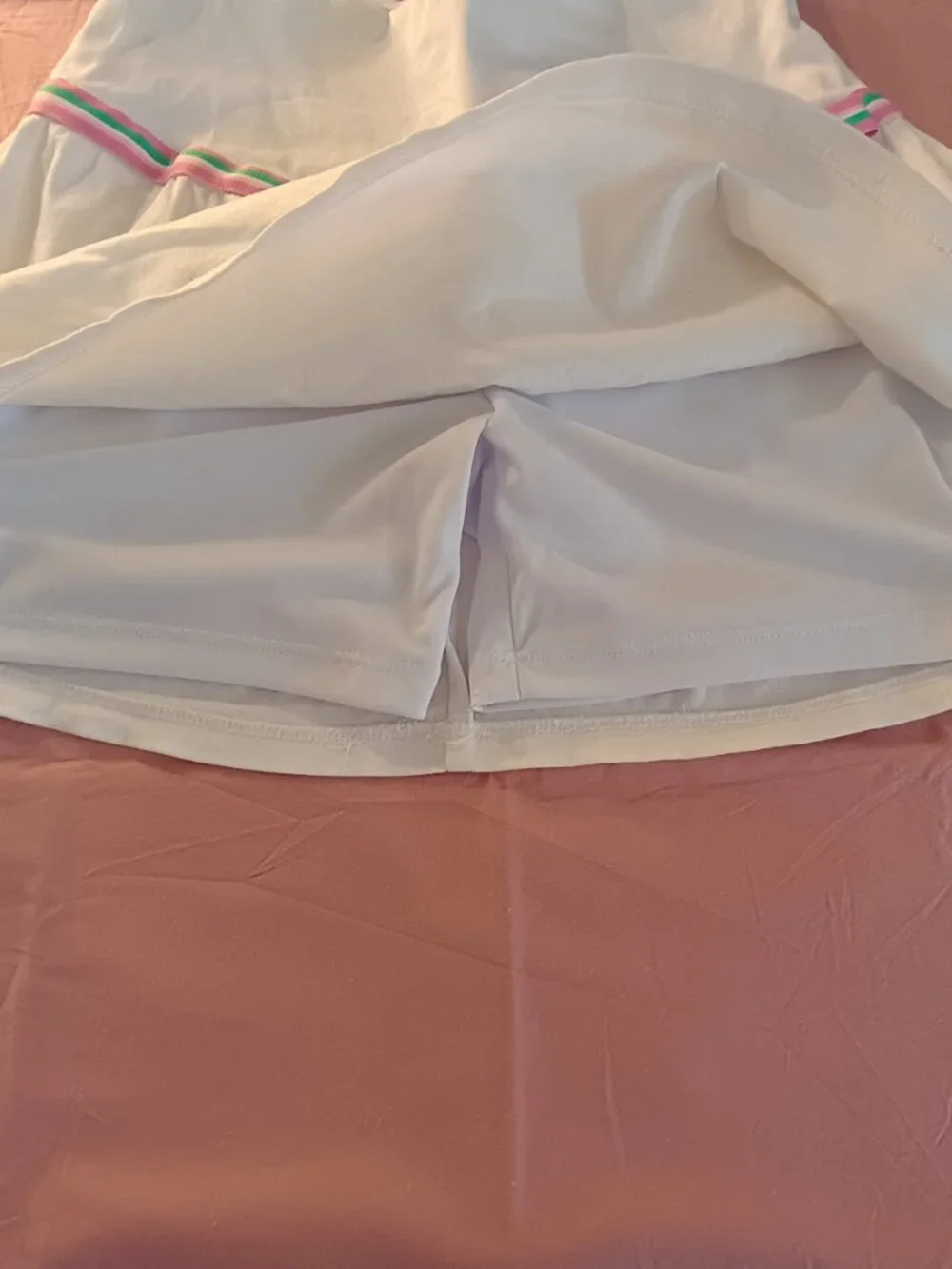 NWOT Just Kidding By La Belle Girl 16 Skort Stretch Cotton Bow White/Pink Stripe
